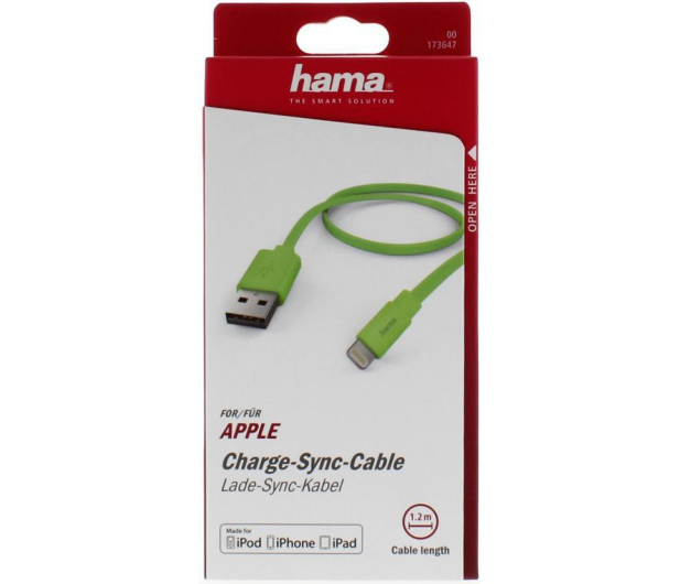 HAMA USB-Lightning 1.2m MFI taśmowy zielony - 1387544 - zdjęcie 5